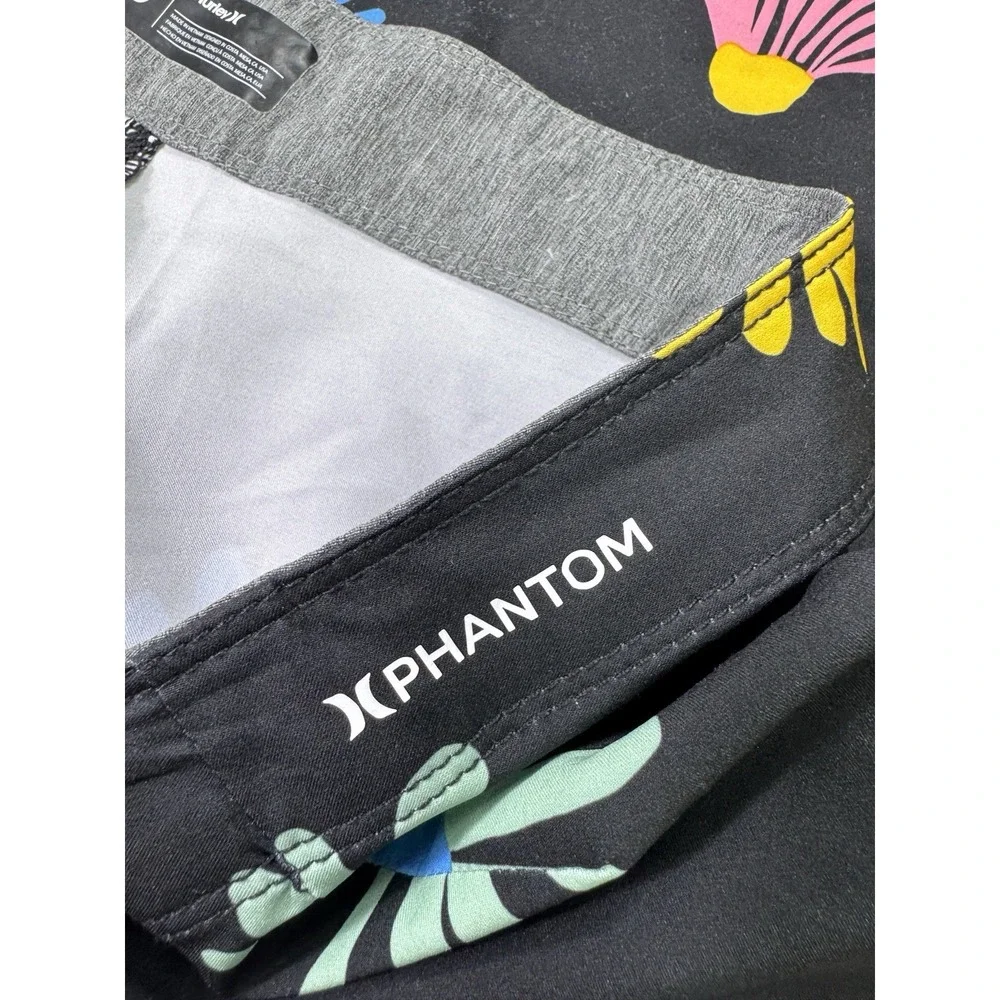 Hurley Phantom Men 40 Board Shorts Swim Trunks Black Floral Beach MBS0011060